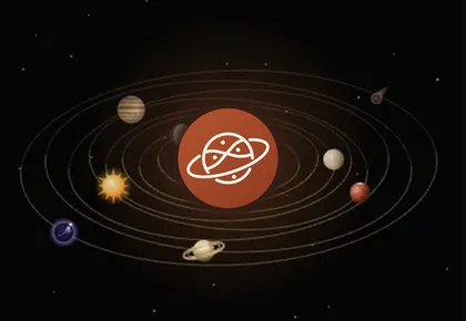 The Grahlok emblem with the nine grahas orbiting it.
